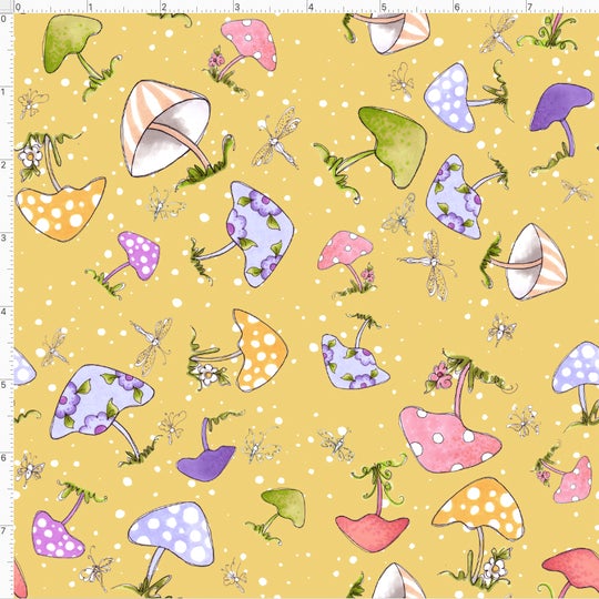 Mushroom toss on yellow