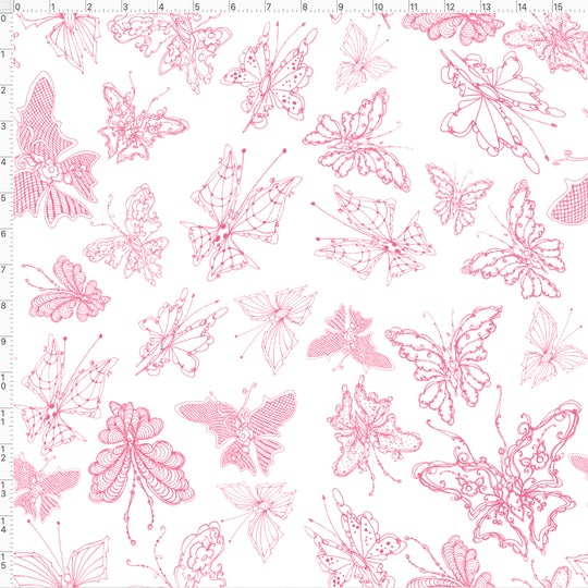 Pink Lacy Butterflies on white
