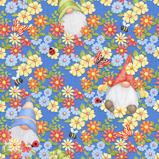 Gnomes on spring time flowers
